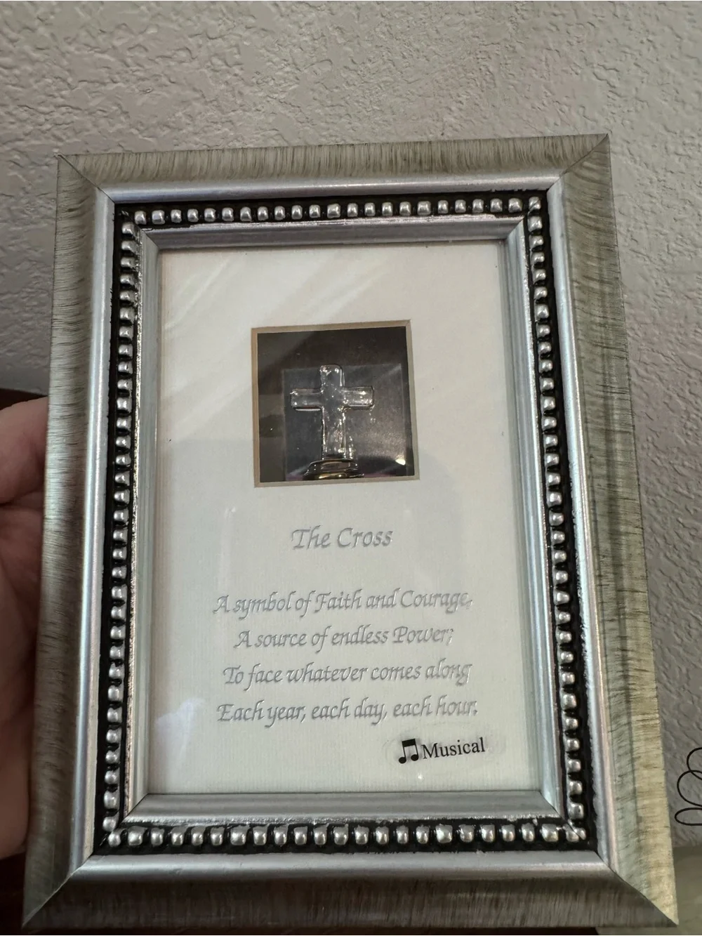 Amazing Grace Music Box Picture Frame “The Cross” Tabletop Decor Inspiration